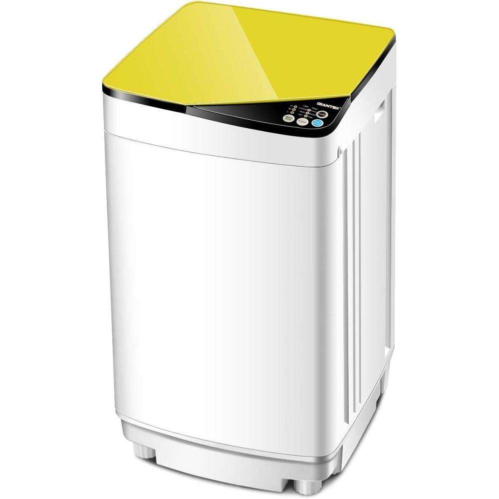 image:imageGiantex FullAutomatic Washing Machine Portable Washer and Spin Dryer 77 lbs Capacity Compact Laundry Washer with Builtin Barrel Light Drain Pump and Long Hose for Apartments Camping White amp PinkWhite Yellow