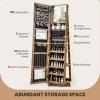 CHARMAID 360° Swivel Jewelry Armoire with Higher Full Length Mirror, Standing Lockable Jewelry Cabinet Organizer with Large Storage Capacity, Inside Makeup Mirror, Back Storage Shelves (Walnut)(Vintage Brown)