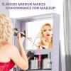 CHARMAID 360° Swivel Jewelry Armoire with Higher Full Length Mirror, Standing Lockable Jewelry Cabinet Organizer with Large Storage Capacity, Inside Makeup Mirror, Back Storage Shelves (Walnut)(Lavender)