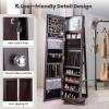 CHARMAID 360° Swivel Jewelry Armoire with Higher Full Length Mirror, Standing Lockable Jewelry Cabinet Organizer with Large Storage Capacity, Inside Makeup Mirror, Back Storage Shelves (Walnut)(Espresso)