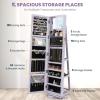 CHARMAID 360° Swivel Jewelry Armoire with Higher Full Length Mirror, Standing Lockable Jewelry Cabinet Organizer with Large Storage Capacity, Inside Makeup Mirror, Back Storage Shelves (Walnut)(Lavender)