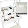 CHARMAID 3-in-1 Vanity Set with Flip Top Mirror, 6 Makeup Organizers, 2 Storage Shelves, 3 Hat Hooks Vanity Table Desk Bookshelf with Cushioned Stool, Ladder Makeup Vanity for Small Spaces, White
