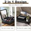 CHARMAID Countertop Vanity with Flip Top Mirror, 24inch Tabletop Laptop Desk with 2 Compartments Organizer, Modern Bedroom Makeup Dressing Vanity Mirror Cosmetic Storage Box Desktop (Black)(Black)