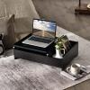 CHARMAID Countertop Vanity with Flip Top Mirror, 24inch Tabletop Laptop Desk with 2 Compartments Organizer, Modern Bedroom Makeup Dressing Vanity Mirror Cosmetic Storage Box Desktop (Black)(Black)