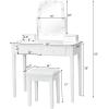 CHARMAID Girls Makeup Vanity Desk with Mirror and Lights, Vanity Table with 10 LED Bulbs, 3 Lighting Modes, Modern Bedroom Dressing Table with 4 Storage Drawers & Vanity Stool (White)(White)