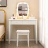CHARMAID Girls Makeup Vanity Desk with Mirror and Lights, Vanity Table with 10 LED Bulbs, 3 Lighting Modes, Modern Bedroom Dressing Table with 4 Storage Drawers & Vanity Stool (White)(White)