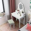 CHARMAID Girls Vanity Set with Lighted Mirror and Stool, Princess Makeup Table with 10 Rose Lights and 3 Drawers, White Dressing Desk with Rotatable Mirror and Cushioned Stool for Girls Kids