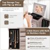 CHARMAID Gray Cabinet, 5 Drawers Jewelry Armoire with Mirror, Swing Doors, Necklace Hooks, Standing Organizer, Large
