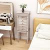 CHARMAID Gray Cabinet, 5 Drawers Jewelry Armoire with Mirror, Swing Doors, Necklace Hooks, Standing Organizer, Large