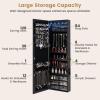 CHARMAID Jewelry Cabinet Armoire, Wall Mount Door Hanging, Lockable Jewelry Organizer with 47.5” Full Length Mirror, 5 Lights, Large Jewelry Storage Box with 6 Acrylic Drawers (Brown)(Black)