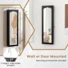 CHARMAID Jewelry Cabinet Armoire, Wall Mount Door Hanging, Lockable Jewelry Organizer with 47.5” Full Length Mirror, 5 Lights, Large Jewelry Storage Box with 6 Acrylic Drawers (Brown)(Black)