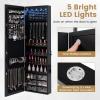 CHARMAID Jewelry Cabinet Armoire, Wall Mount Door Hanging, Lockable Jewelry Organizer with 47.5” Full Length Mirror, 5 Lights, Large Jewelry Storage Box with 6 Acrylic Drawers (Brown)(Black)