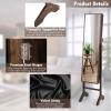 CHARMAID Jewelry Organizer with Full Length Mirror, Standing Jewelry Armoire Cabinet with Lockable Door and 2 Keys, Stand up Jewelry Box, Mirror with Jewelry Storage (Rustic Brown)(Rustic Brown)