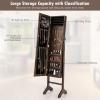 CHARMAID Jewelry Organizer with Full Length Mirror, Standing Jewelry Armoire Cabinet with Lockable Door and 2 Keys, Stand up Jewelry Box, Mirror with Jewelry Storage (Rustic Brown)(Rustic Brown)