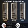 CHARMAID LED Mirror Jewelry Cabinet, 47.2” Jewelry Armoire with Adjustable Lighted Full Length Mirror, Wall Mounted or Door Hanging, Lockable Jewelry Organizer Storage (Black, 47.2”H)(Rustic Brown)