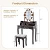CHARMAID LED Vanity Desk with Lighted Mirror, 10 Dimming Bulbs, 5 Drawers, 3 Storage Organizers, Makeup Vanity Desk with Stool, Bedroom Dressing Table, Gift for Girls Women (White)(Espresso)