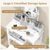 CHARMAID LED Vanity Desk with Lighted Mirror, 10 Dimming Bulbs, 5 Drawers, 3 Storage Organizers, Makeup Vanity Desk with Stool, Bedroom Dressing Table, Gift for Girls Women (White)(White)