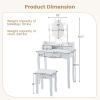 CHARMAID LED Vanity Desk with Lighted Mirror, 10 Dimming Bulbs, 5 Drawers, 3 Storage Organizers, Makeup Vanity Desk with Stool, Bedroom Dressing Table, Gift for Girls Women (White)(White)