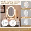 CHARMAID LED Vanity Desk with Lighted Mirror, 10 Dimming Bulbs, 5 Drawers, 3 Storage Organizers, Makeup Vanity Desk with Stool, Bedroom Dressing Table, Gift for Girls Women (White)(White)