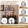 CHARMAID LED Vanity Desk with Lighted Mirror, 10 Dimming Bulbs, 5 Drawers, 3 Storage Organizers, Makeup Vanity Desk with Stool, Bedroom Dressing Table, Gift for Girls Women (White)(Espresso)