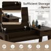CHARMAID Large Vanity Table with Flip Top Mirror, 48” Home Office Computer Desk Open Storage Cubby and Drawer, Modern Wood Writing Makeup Dressing Table, Easy Assembly, Espresso