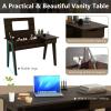 CHARMAID Large Vanity Table with Flip Top Mirror, 48” Home Office Computer Desk Open Storage Cubby and Drawer, Modern Wood Writing Makeup Dressing Table, Easy Assembly, Espresso