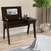 CHARMAID Large Vanity Table with Flip Top Mirror, 48” Home Office Computer Desk Open Storage Cubby and Drawer, Modern Wood Writing Makeup Dressing Table, Easy Assembly, Espresso