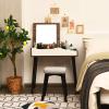 CHARMAID Makeup Vanity Desk with Flip Top Mirror, 3 Drawers, 7 Storage Compartments, White Writing Desk Dressing Table Vanity Set with Cushioned Stool for Kids Girls Women, Easy Assembly(Brown)