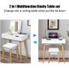CHARMAID Makeup Vanity Desk with Flip Top Mirror, 3 Drawers, 7 Storage Compartments, White Writing Desk Dressing Table Vanity Set with Cushioned Stool for Kids Girls Women, Easy Assembly(White)