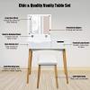 CHARMAID Makeup Vanity Desk with Flip Top Mirror, 3 Drawers, 7 Storage Compartments, White Writing Desk Dressing Table Vanity Set with Cushioned Stool for Kids Girls Women, Easy Assembly(White)
