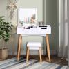 CHARMAID Makeup Vanity Desk with Flip Top Mirror, 3 Drawers, 7 Storage Compartments, White Writing Desk Dressing Table Vanity Set with Cushioned Stool for Kids Girls Women, Easy Assembly(White)