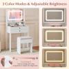 CHARMAID Small Vanity Desk with Mirror, White Makeup Vanity Desk with 3 Drawers, Adjustable Heights, Compact Bedroom Dressing Table with Stool for Small Space(White)