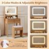 CHARMAID Small Vanity Desk with Mirror, White Makeup Vanity Desk with 3 Drawers, Adjustable Heights, Compact Bedroom Dressing Table with Stool for Small Space(Rustic Oak)