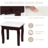 CHARMAID Vanity Desk with Mirror and Lights, Makeup Vanity Table with 5 Storage Drawers, 3 Color Lighting Modes, Adjustable Brightness, Modern Bedroom Dressing Table with Vanity Stool, Black(Espresso)