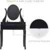 CHARMAID Vanity Desk with Mirror and Lights, Makeup Vanity Table with 5 Storage Drawers, 3 Color Lighting Modes, Adjustable Brightness, Modern Bedroom Dressing Table with Vanity Stool, Black(Black)