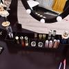 CHARMAID Vanity Desk with Mirror and Lights, Makeup Vanity Table with 5 Storage Drawers, 3 Color Lighting Modes, Adjustable Brightness, Modern Bedroom Dressing Table with Vanity Stool, Black(Espresso)