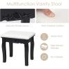 CHARMAID Vanity Desk with Mirror and Lights, Makeup Vanity Table with 5 Storage Drawers, 3 Color Lighting Modes, Adjustable Brightness, Modern Bedroom Dressing Table with Vanity Stool, Black(Black)