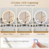 CHARMAID Vanity Desk with Mirror and Lights, White Makeup Vanity Desk with 4 Drawers, 3 Color Lighting Modes, Adjustable Brightness, Modern Dressing Table with Vanity Stool for Girls Small Bedroom(White + Warm Wood)