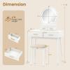 CHARMAID Vanity Desk with Mirror and Lights, White Makeup Vanity Desk with 4 Drawers, 3 Color Lighting Modes, Adjustable Brightness, Modern Dressing Table with Vanity Stool for Girls Small Bedroom(White)