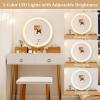 CHARMAID Vanity Desk with Mirror and Lights, White Makeup Vanity Desk with 4 Drawers, 3 Color Lighting Modes, Adjustable Brightness, Modern Dressing Table with Vanity Stool for Girls Small Bedroom(White + Gold)