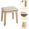 CHARMAID Vanity Desk with Mirror and Lights, White Makeup Vanity Desk with 4 Drawers, 3 Color Lighting Modes, Adjustable Brightness, Modern Dressing Table with Vanity Stool for Girls Small Bedroom(Black + Warm Wood)