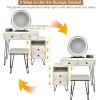 CHARMAID Vanity Desk with Reversible Side Cabinet, Makeup Vanity Table with Lighted Mirror, 3 Color Lights, 4 Drawers, Bedroom Dressing Table with Nightstand and Stool, Rustic Brown(White)
