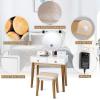 CHARMAID Vanity Set with Lighted Mirror, 3 Color Touch Screen Dimming Mirror with Display, 4 Drawers with Jewelry Organizer, Bedroom Makeup Dressing Table with Cushioned Stool