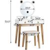 CHARMAID Vanity Set with Lighted Mirror, 3 Color Touch Screen Dimming Mirror with Display, 4 Drawers with Jewelry Organizer, Bedroom Makeup Dressing Table with Cushioned Stool