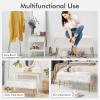CHARMAID Vanity Stool for Makeup Room, Faux Fur Ottoman with Golden Metal Legs, Upholstered Entryway Shoe Bench End of Bed, Plush Fluffy Foot Rest Bedroom Living Room (White, 36” x 14” x 18”)