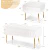 CHARMAID Vanity Stool for Makeup Room, Faux Fur Ottoman with Golden Metal Legs, Upholstered Entryway Shoe Bench End of Bed, Plush Fluffy Foot Rest Bedroom Living Room (White, 36” x 14” x 18”)