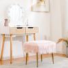 CHARMAID Vanity Stool for Makeup Room, Faux Fur Ottoman with Golden Metal Legs, Upholstered Entryway Shoe Bench End of Bed, Plush Fluffy Foot Rest Bedroom Living Room (Pink, 20” x 16” x 18”)