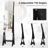 Giantex 12 LED Jewelry Armoire Cabinet with Frameless Full-length Mirror, Standing Jewelry Cabinet with 16 Lipstick Holders, Large Storage Capacity, 3 Angles Adjustable (Black)(Black)