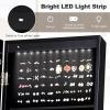 Giantex 12 LED Jewelry Armoire Cabinet with Frameless Full-length Mirror, Standing Jewelry Cabinet with 16 Lipstick Holders, Large Storage Capacity, 3 Angles Adjustable (Black)(Black)