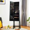 Giantex 12 LED Jewelry Armoire Cabinet with Frameless Full-length Mirror, Standing Jewelry Cabinet with 16 Lipstick Holders, Large Storage Capacity, 3 Angles Adjustable (Black)(Black)